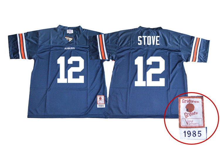 Men's Auburn Tigers #12 Eli Stove 1985 Throwback Navy College Stitched Football Jersey